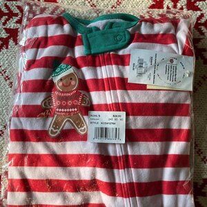 NEW IN PACKAGING TODDLER 24 MO. RED STRIPED Christmas Jammies W/GINGERBREAD MAN